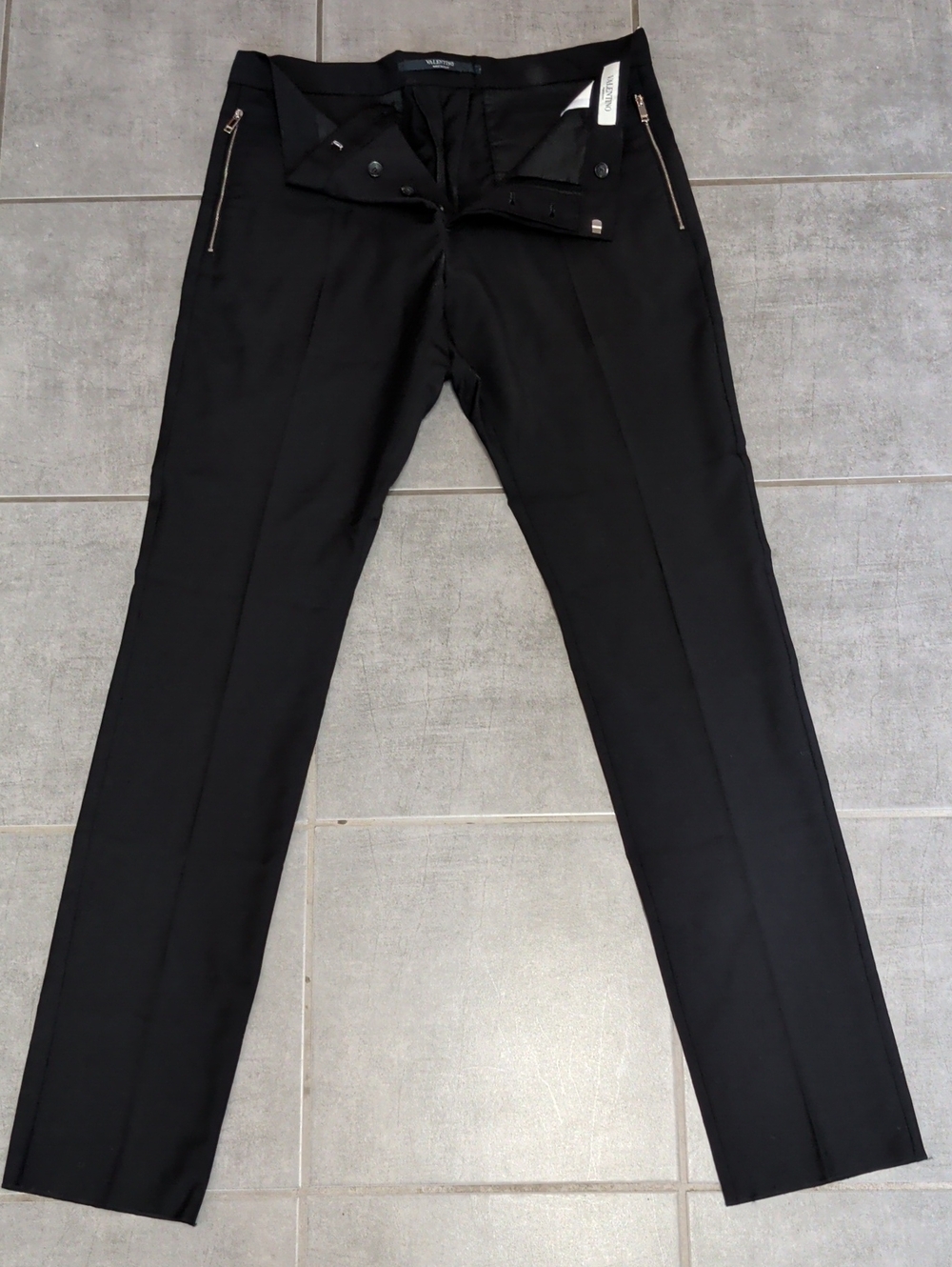 Valentino Made In Italy Men's Black Tailored Dress Pants Wool Mohair